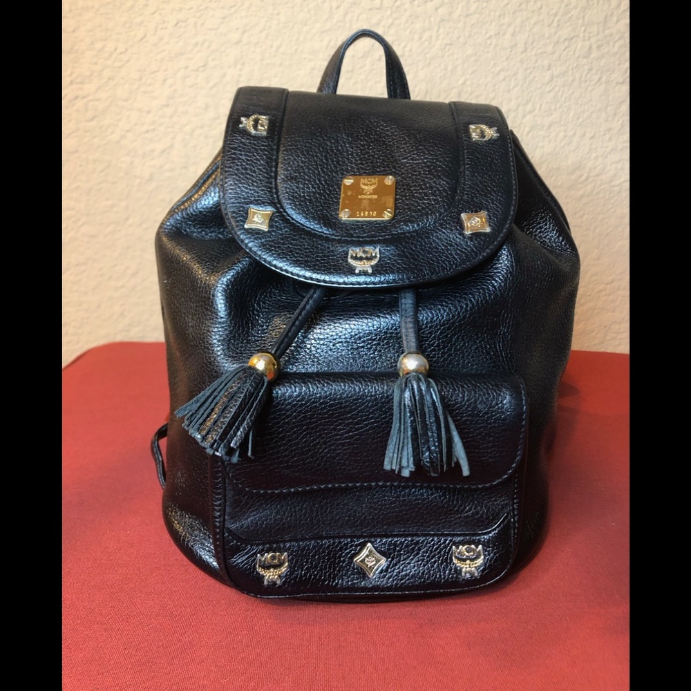 MCM Black Leather Backpack